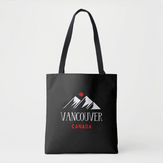 Tote Bag Cool Vancouver Canada Mountains Maple Leaf Dark (Devant)