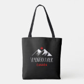 Tote Bag Cool Vancouver Canada Mountains Maple Leaf Dark (Dos)