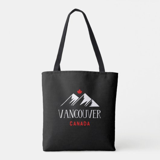 Tote Bag Cool Vancouver Canada Mountains Maple Leaf Dark (Dos)