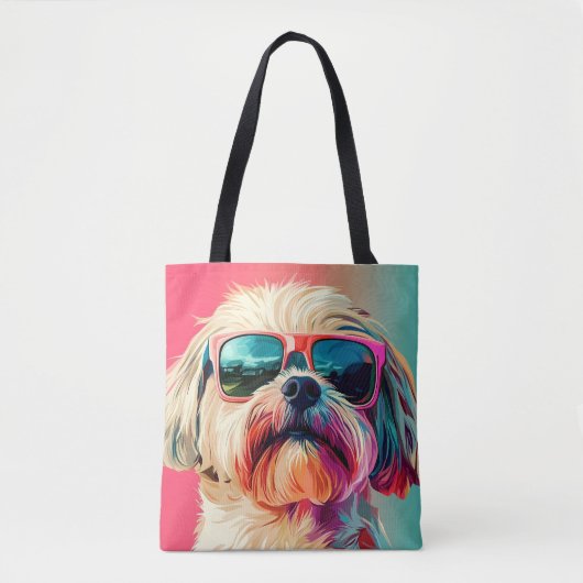 Tote Bag Cool West Highland White Terrier dog with sunglass (Devant)