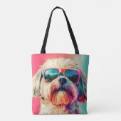 Tote Bag Cool West Highland White Terrier dog with sunglass (Dos)