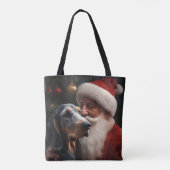 Tote Bag Coonhound Bluetick avec Noël au Père Noël (Dos)