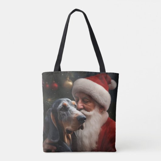 Tote Bag Coonhound Bluetick avec Noël au Père Noël (Dos)