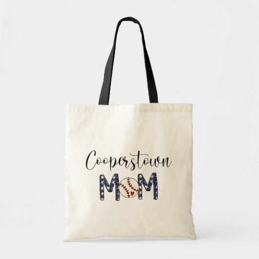 Tote Bag Cooperstown NY Baseball Maman Stars Script Team (Devant)
