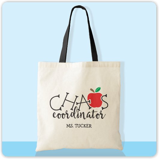 Tote Bag Coordinateur de Chaos Professeur Mignonne Apple