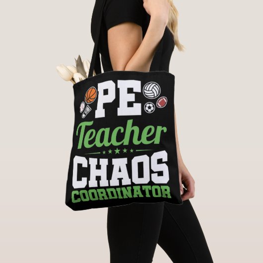 Tote Bag Coordinateur PE Teacher Chaos (De près)