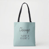 Tote Bag Coordonnées GPS de Chicago Latitude de longitude (Devant)