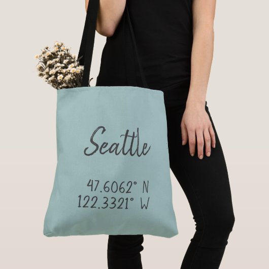 Tote Bag Coordonnées GPS Seattle Longitude Latitude (De près)