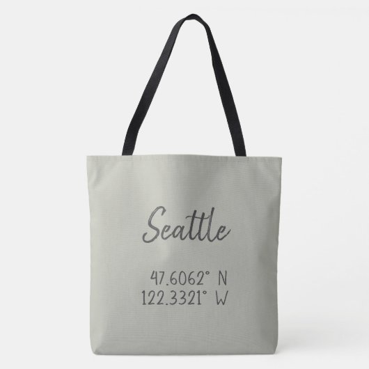 Tote Bag Coordonnées GPS Seattle Longitude Latitude (Devant)