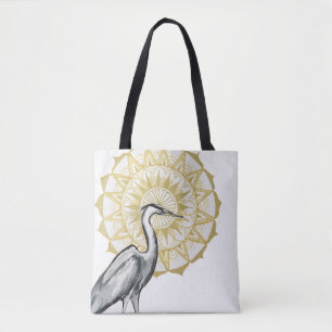 Tote Bag Copie asymétrique de mandala de héron