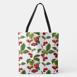 Tote Bag Copie botanique vintage de cerises sur le blanc