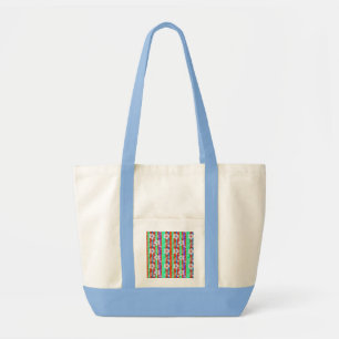 Tote Bag Copie multi orange et bleue de fleur de ketmie de