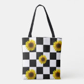 Tote Bag Copie noire et blanche Checkered et de tournesol (Dos)