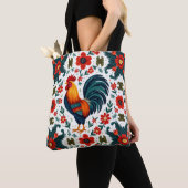 Tote Bag Coq coloré (De près)