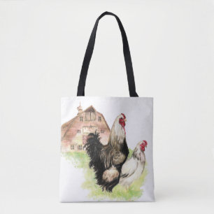 Tote Bag Coq de la ferme de poulet et aquarelle de Hen