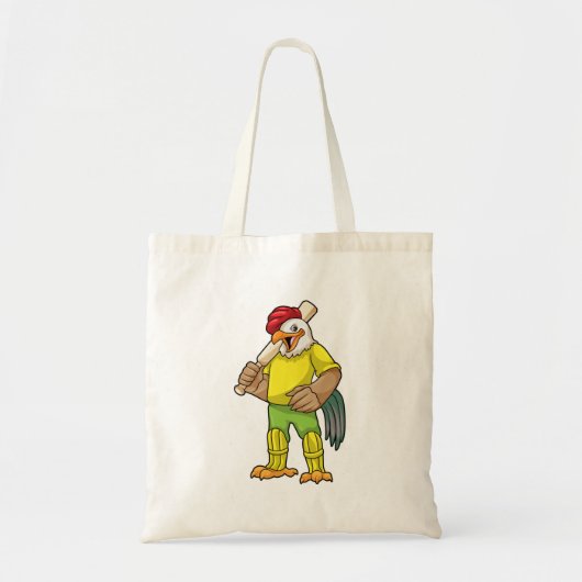 Tote Bag Coq en batteur avec batte de cricket (Devant)