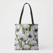 Tote Bag Coquelicots blancs sur fond blanc (Devant)