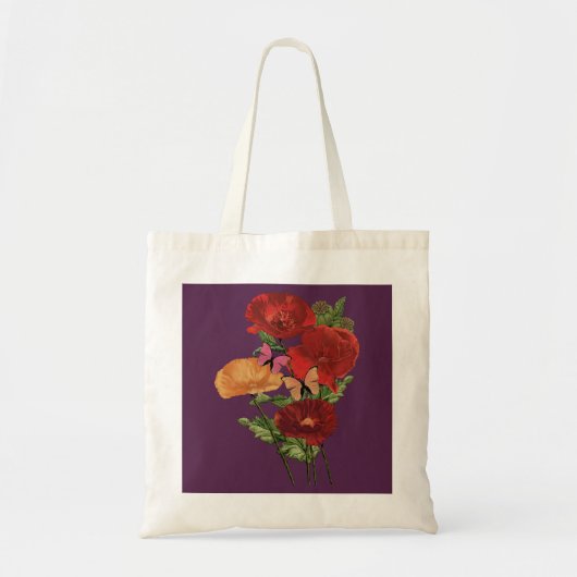 Tote Bag Coquelicots et papillons  (Devant)