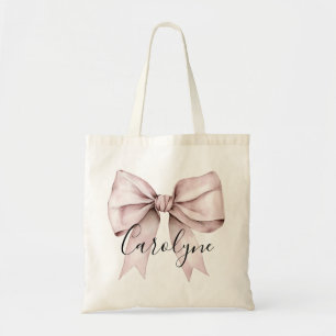 Tote Bag Coquette arc rose Personnalisé Nom de la femme de