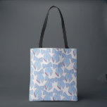 Tote Bag Coquette Bows Bleus<br><div class="desc">Vaches De Noël Bleues Lumière - Rubans Coquette - Vaches Roses Et Arrière - plan Blanc Crème.</div>