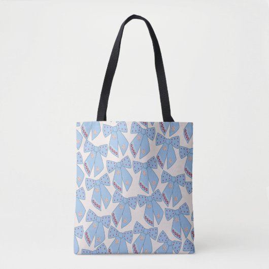 Tote Bag Coquette Bows Bleus (Devant)