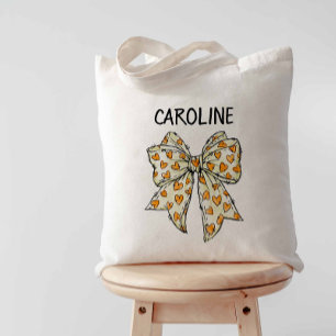 Tote Bag Coquette Capricieuse Cœur Orange Jaune Ruban