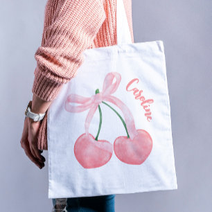 Tote Bag Coquette Cerises esthétiques & Bow Rose Cute Girl