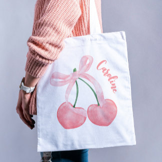Tote Bag Coquette Cerises esthétiques & Bow Rose Cute Girl