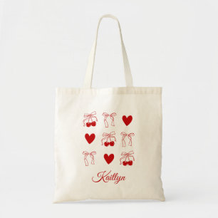 Tote Bag Coquette Cerry Red Bow BachelorParty Fourre-tout