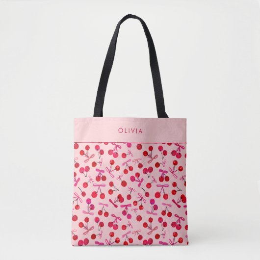 Tote Bag Coquette Cherry & Bow (Devant)