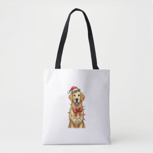 Tote Bag Coquette Chien retrieur d'or Mignonne Noël de Bow (Devant)