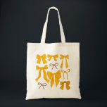 Tote Bag Coquette Jaune Fille Bows<br><div class="desc">Coquette et sac fourre-tout girly avec illustration dessinée à la main des arcs jaunes.</div>