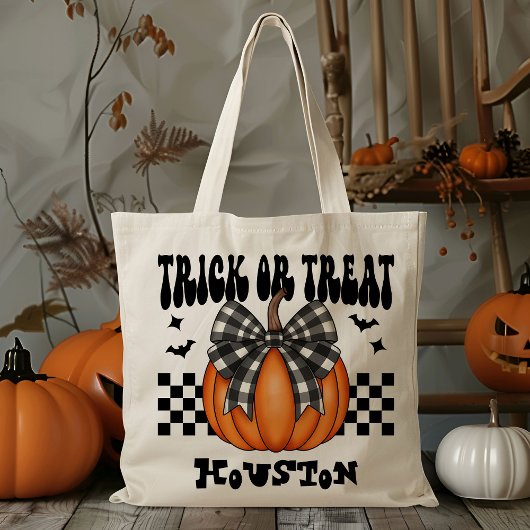 Tote Bag Coquette Personnalisée Citrouille Trick Ou Treat C