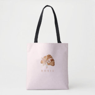 Tote Bag Coquette personnalisée Croissant rose Ribbon