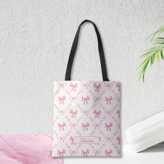 Tote Bag Coquette Pink Bow Fourre-tout