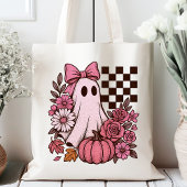 Tote Bag Coquette rose rétro Fille fantôme avec Bow Hallowe