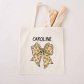 Tote Bag Coquette Whimsical Orange Yellow Heart Bow