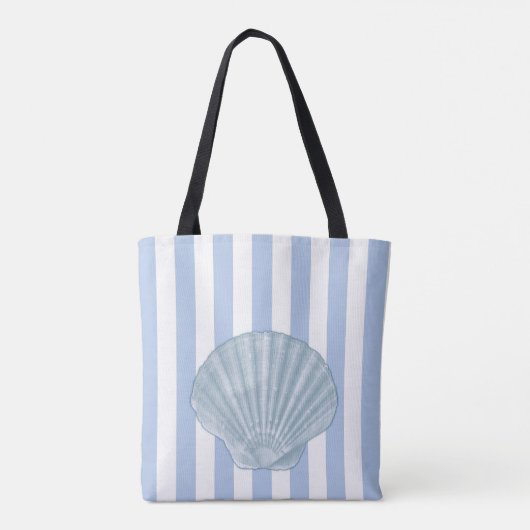 Tote Bag Coquillage bleu et rayures (Dos)