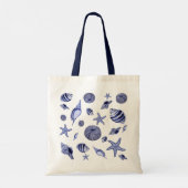 Tote Bag Coquillages bleus et blancs (Dos)