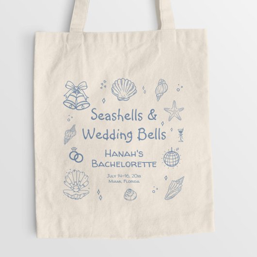 Tote Bag Coquillages et Cloches de Mariage Enterrement de V