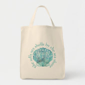 Tote Bag Coquille de mer aqua (Devant)