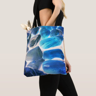 Tote Bag Coquille d'huîtres de mer, couleurs changées bleu