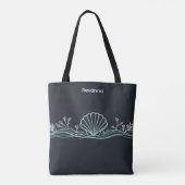 Tote Bag Coquilles sur fond vert foncé (Dos)