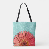 Tote Bag Corail couleur Gerbera Daisy Photo Mint Vert (Dos)