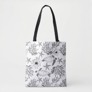 Tote Bag Corail plante, tortue marine