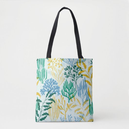 Tote Bag Corail Reef, Algues Motif sans mer. (Devant)