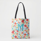 Tote Bag Coral bleu bleu bleu bleu Aqua Motif (Devant)