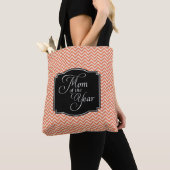 Tote Bag Coral Chevron Stripes Maman de l'année (De près)