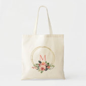 Tote Bag Coral Floral Gold Hoops Monogramme (Devant)