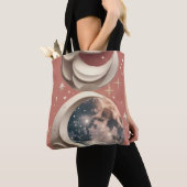Tote Bag Coral Moon Warm Vibrant Aesthetic (De près)